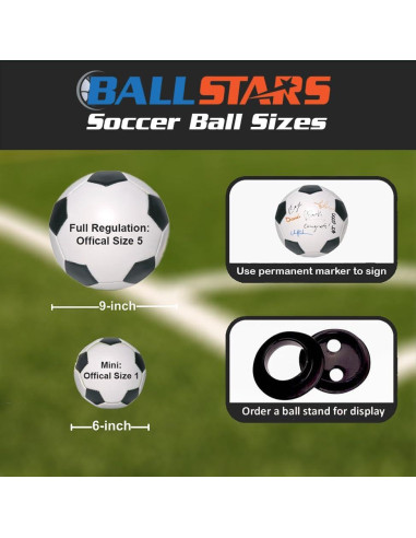 Balón de Fútbol Autógrafo Ballstars Tamaño 5 30.48 cm Blanco
