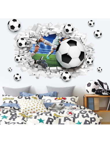 Calcomanías de Pared 3D de Fútbol Decalmile - Multicolor