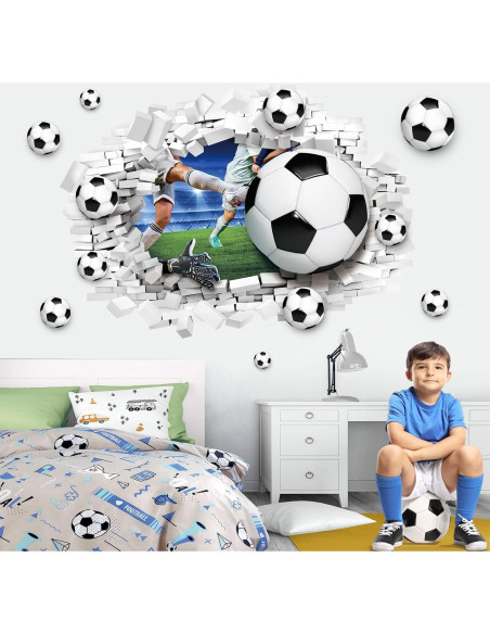 Calcomanías de Pared 3D de Fútbol Decalmile - Multicolor