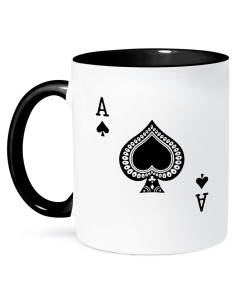 Taza de cerámica 3dRose As de Espadas 11 oz (311 ml) negra