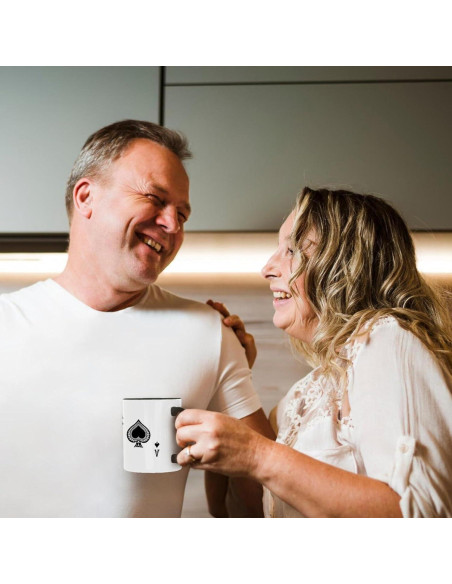 Taza de cerámica 3dRose As de Espadas 11 oz (311 ml) negra Taza de cerámica 3dRose As de Espadas 11 oz (311 ml) negra