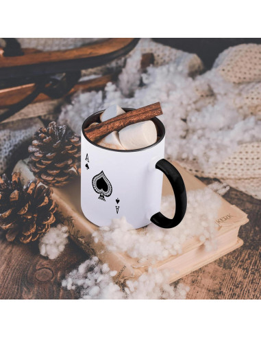 Taza de cerámica 3dRose As de Espadas 11 oz (311 ml) negra