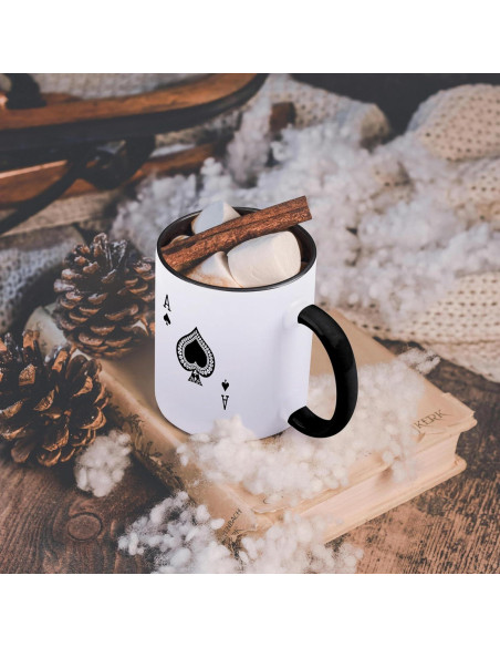 Taza de cerámica 3dRose As de Espadas 11 oz (311 ml) negra Taza de cerámica 3dRose As de Espadas 11 oz (311 ml) negra