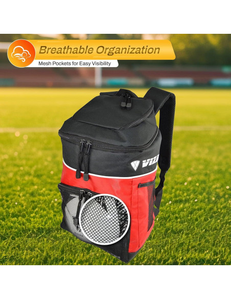 Mochila de Fútbol Vizari Titan Roja - Resistente al Agua, Compartimentos Mochila de Fútbol Vizari Titan Roja - Resistente al Agua, Compartimentos