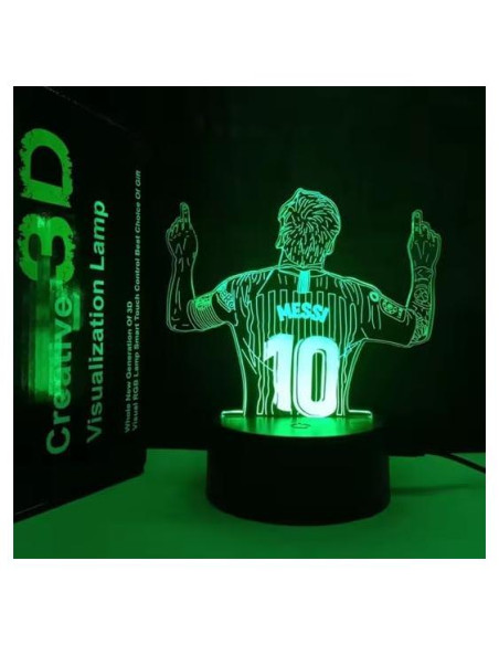 Lámpara LED 3D Jugador de Fútbol Número 10 - USB, Verde