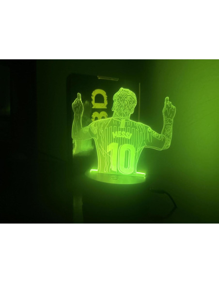 Lámpara LED 3D Jugador de Fútbol Número 10 - USB, Verde