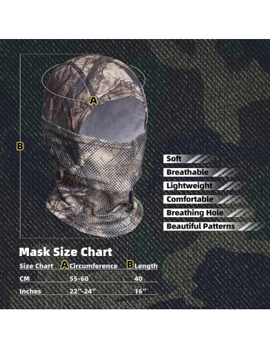 Máscara Balaclava Camo XY3545HS Transpirable UV Unisex