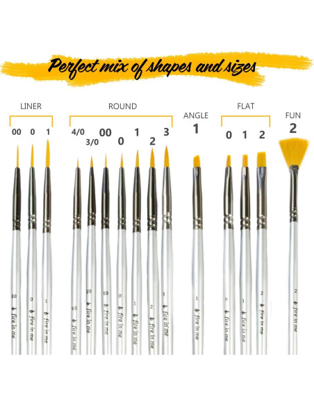 Juego de Pinceles de Detalle Fino Fuego en Mí - 15 Piezas