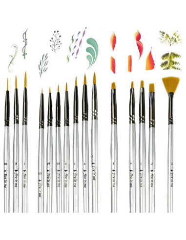 Juego de Pinceles de Detalle Fino Fuego en Mí - 15 Piezas