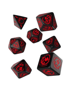 Conjunto de Dados RPG Q Workshop Dragón Negro y Rojo 7 Piezas