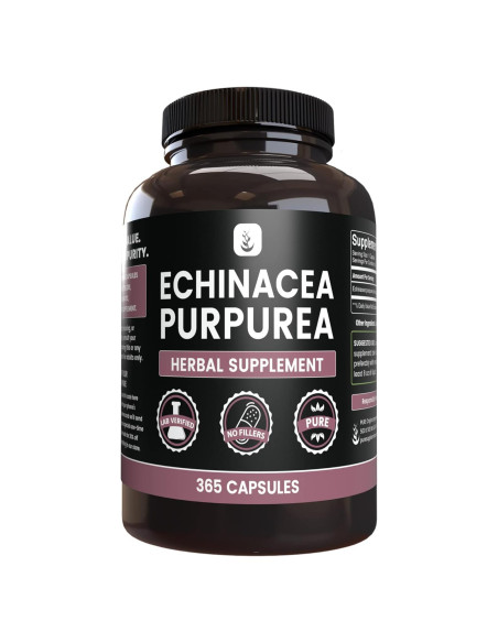 Cápsulas de Echinacea Purpurea 365 Unidades Ingredientes Originales Puros