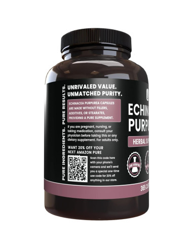 Cápsulas de Echinacea Purpurea 365 Unidades Ingredientes Originales Puros