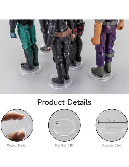 50 Soportes de Exhibición Transparentes para Figuras 3.75" DisplayMore