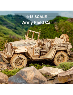 Rompecabezas de Madera 3D ROKR Coche Militar Escala 1:18 2
