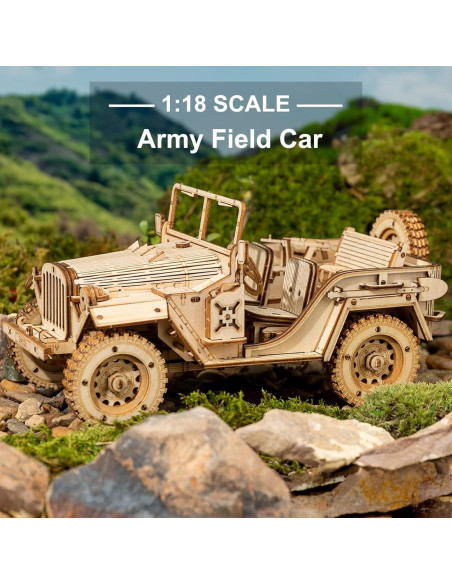 Rompecabezas de Madera 3D ROKR Coche Militar Escala 1:18
