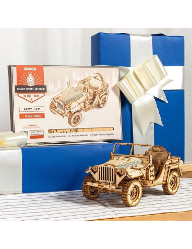 Rompecabezas de Madera 3D ROKR Coche Militar Escala 1:18