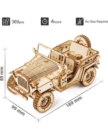 Rompecabezas de Madera 3D ROKR Coche Militar Escala 1:18