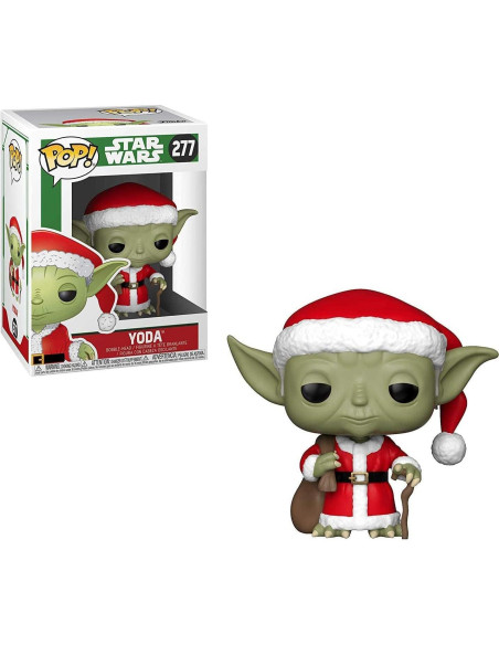 Funko Pop! Star Wars Vacaciones Santa Yoda 9.53 cm con Protector