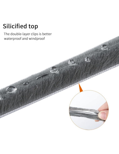 Burlete de Cepillo Hokmly 5m Gris 5mm x 6mm Aislante Puertas