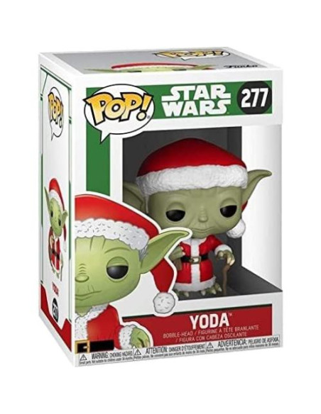 Funko Pop! Star Wars Vacaciones Santa Yoda 9.53 cm con Protector