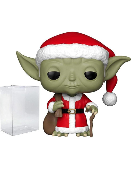 Funko Pop! Star Wars Vacaciones Santa Yoda 9.53 cm con Protector