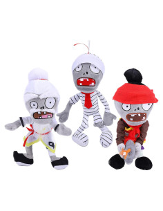 Conjunto 3 Juguetes de Peluche PVZ - Zombis Qigong, Momia y Bala