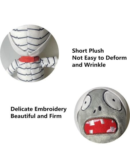 Conjunto 3 Juguetes de Peluche PVZ - Zombis Qigong, Momia y Bala