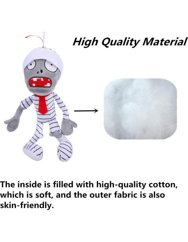 Conjunto 3 Juguetes de Peluche PVZ - Zombis Qigong, Momia y Bala