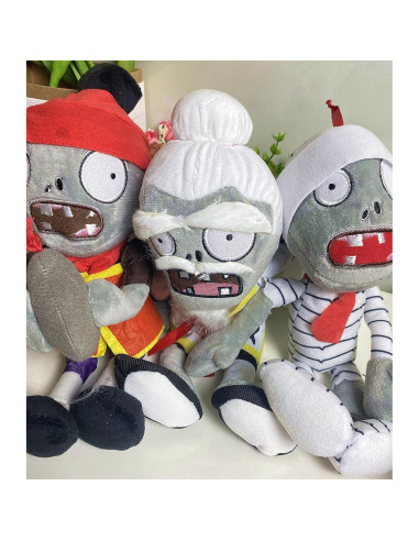 Conjunto 3 Juguetes de Peluche PVZ - Zombis Qigong, Momia y Bala
