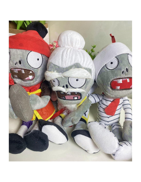 Conjunto 3 Juguetes de Peluche PVZ - Zombis Qigong, Momia y Bala