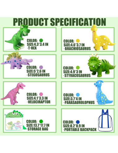 Juguetes de baño dinosaurios Shantou - 8 piezas sin moho