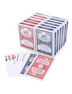 Barajas de Juego LotFancy, Paquete de 12, Tamaño Póker, 6 Azules y 6 Rojas