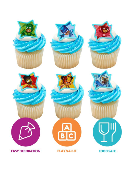 DecoPac Anillos para Cupcakes PJ Masks - 72 Adornos Aprobados
