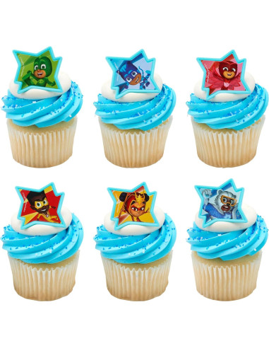 DecoPac Anillos para Cupcakes PJ Masks - 72 Adornos Aprobados