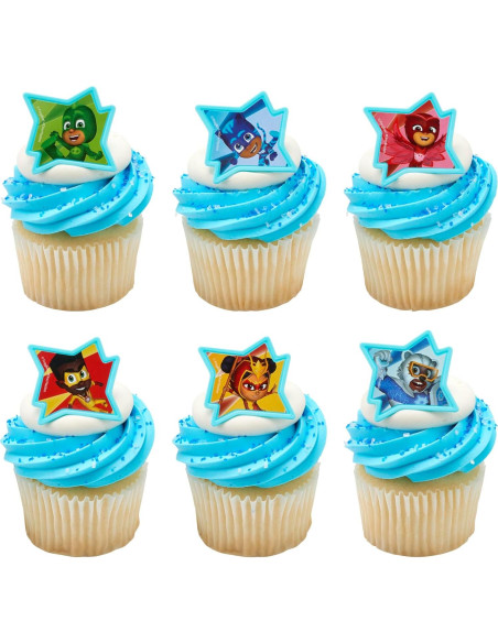 DecoPac Anillos para Cupcakes PJ Masks - 72 Adornos Aprobados