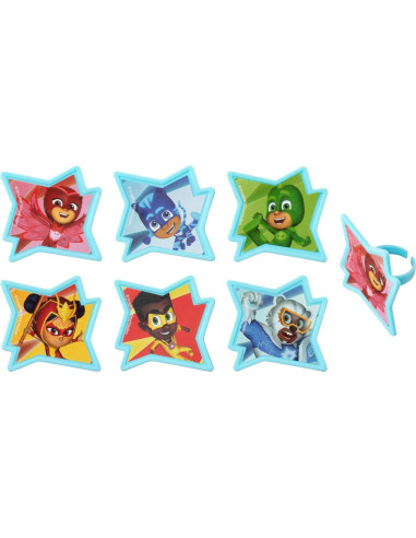 DecoPac Anillos para Cupcakes PJ Masks - 72 Adornos Aprobados
