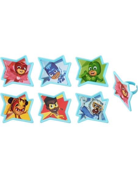 DecoPac Anillos para Cupcakes PJ Masks - 72 Adornos Aprobados