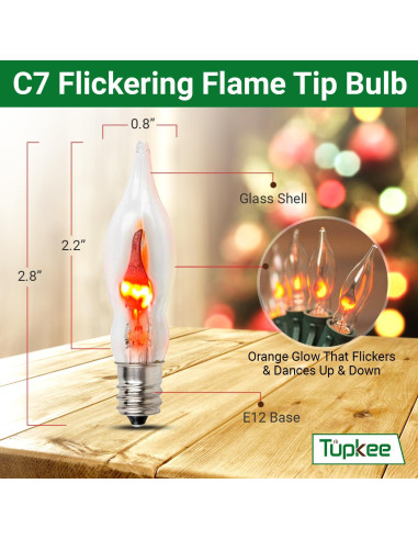 Bombilla Parpadeante Tupkee C7 E12 1W Naranja - 2/Paq