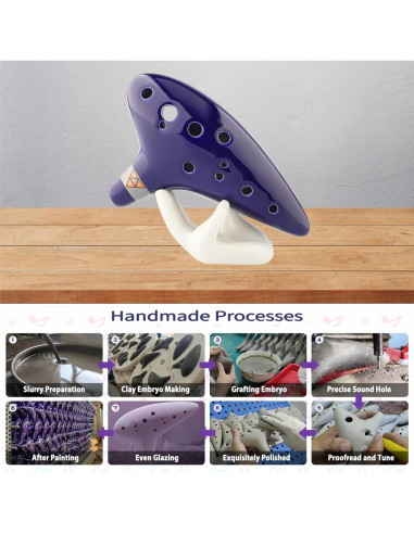 Ocarina Deekec 12 Agujeros C Azul con Libro y Soporte