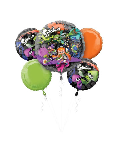 Ramo de Globos de Foil Splatoon Anagram - 5 Piezas