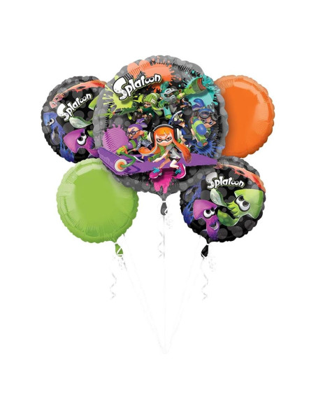 Ramo de Globos de Foil Splatoon Anagram - 5 Piezas