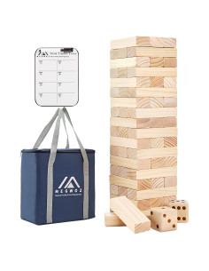 Juego de Torre Invertida Gigante MEGWOZ 57 Bloques Madera 128 cm