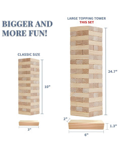 Juego de Torre Invertida Gigante MEGWOZ 57 Bloques Madera 128 cm 2