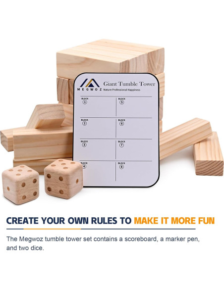 Juego de Torre Invertida Gigante MEGWOZ 57 Bloques Madera 128 cm Juego de Torre Invertida Gigante MEGWOZ 57 Bloques Madera 128 cm