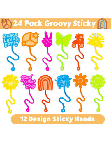 48PCS Manos Pegajosas y Tatuajes Temporales Groovy