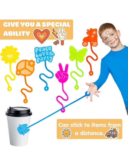 48PCS Manos Pegajosas y Tatuajes Temporales Groovy