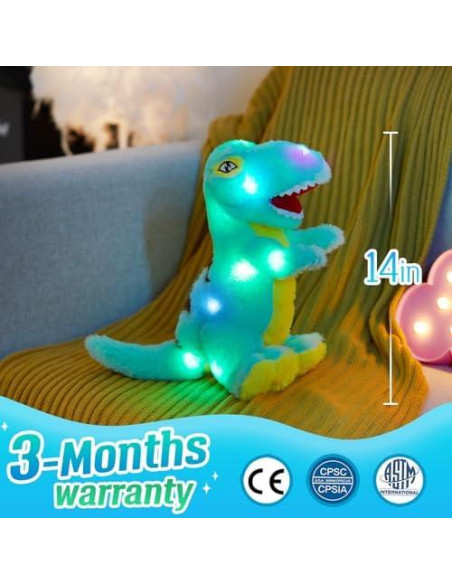 Juguete de Peluche Dinosaurio T-Rex Iluminado Guardias Brillantes 35 cm