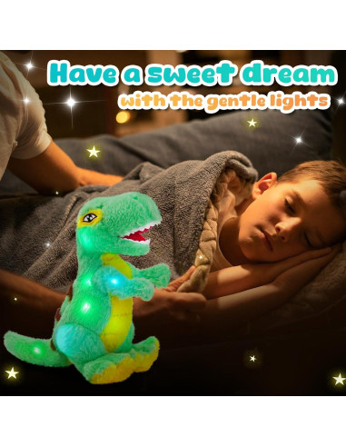 Juguete de Peluche Dinosaurio T-Rex Iluminado Guardias Brillantes 35 cm