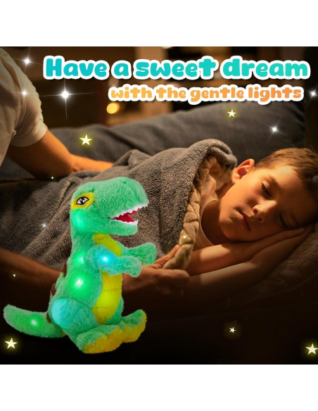 Juguete de Peluche Dinosaurio T-Rex Iluminado Guardias Brillantes 35 cm