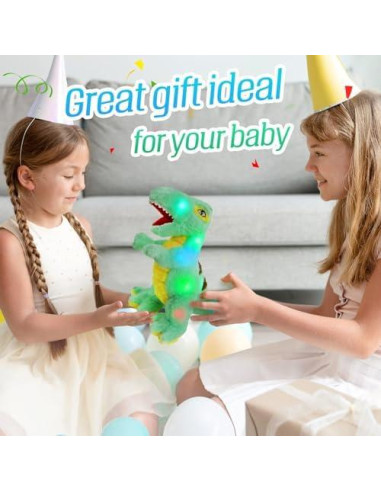 Juguete de Peluche Dinosaurio T-Rex Iluminado Guardias Brillantes 35 cm